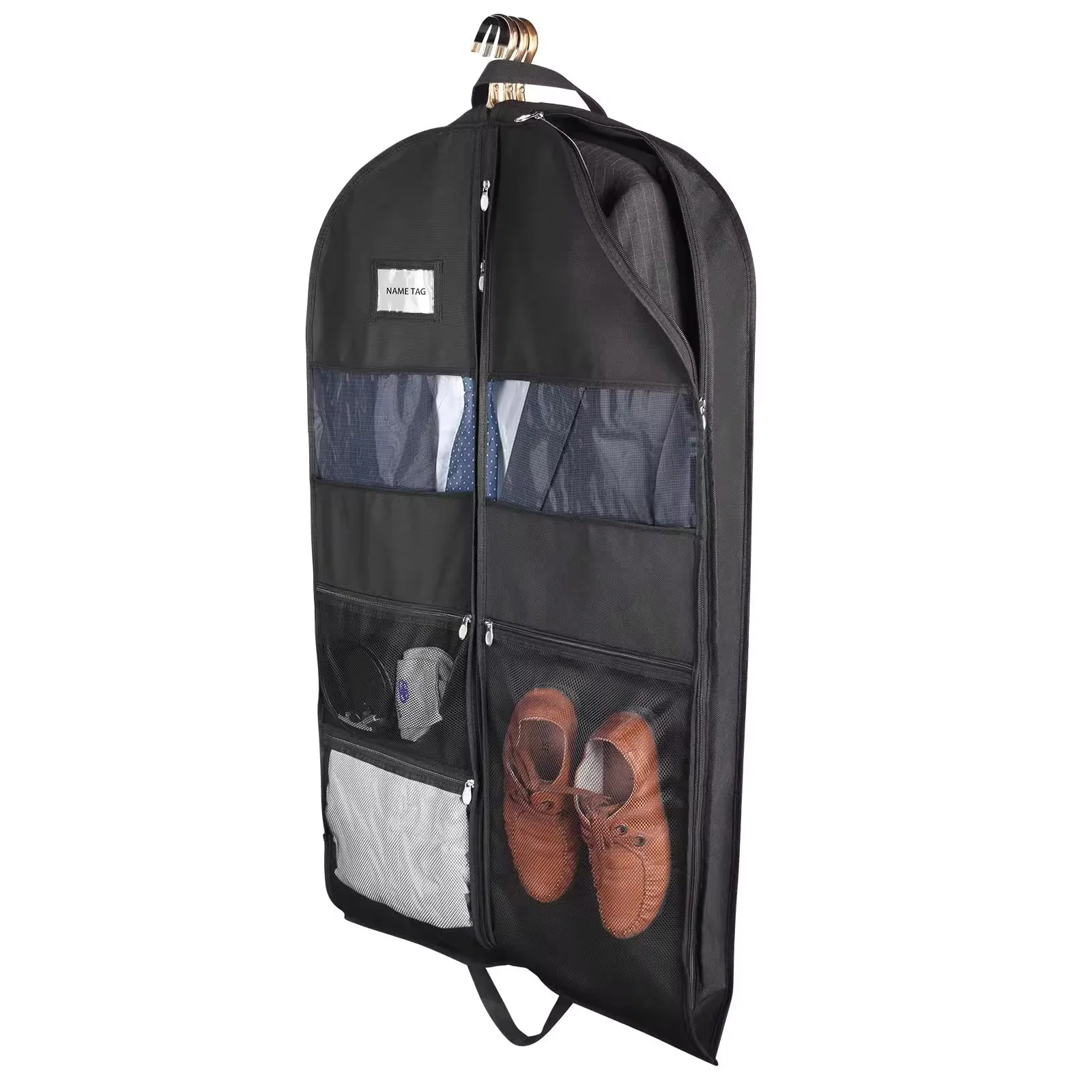 Garment Bags for Travel,Hanging Garment Bags for Men,Double Sides Zipper & Large Mesh Pockets,Monogrammed Closet Clothes Storage