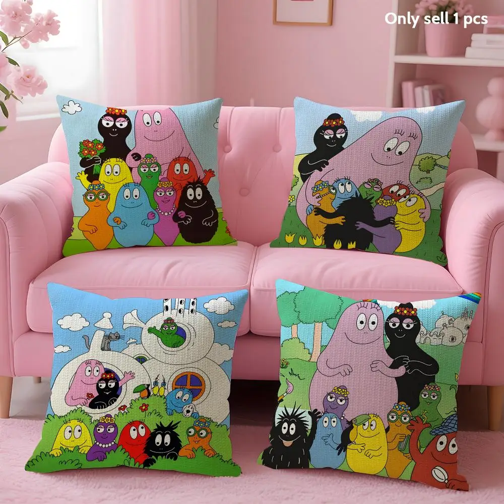 cute Cartoon B-Barbapapa Cushion Cover Decorative Linen Throw Pillow case Soft for Bed Sofa Car Home Decor
