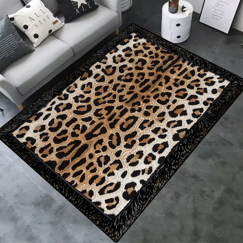 Abstract Style Leopard Soft Carpet Living Room Decoration Homesofa Area Large Sofa Side Rugs Non-slip Bedroom Floor Mat Washable