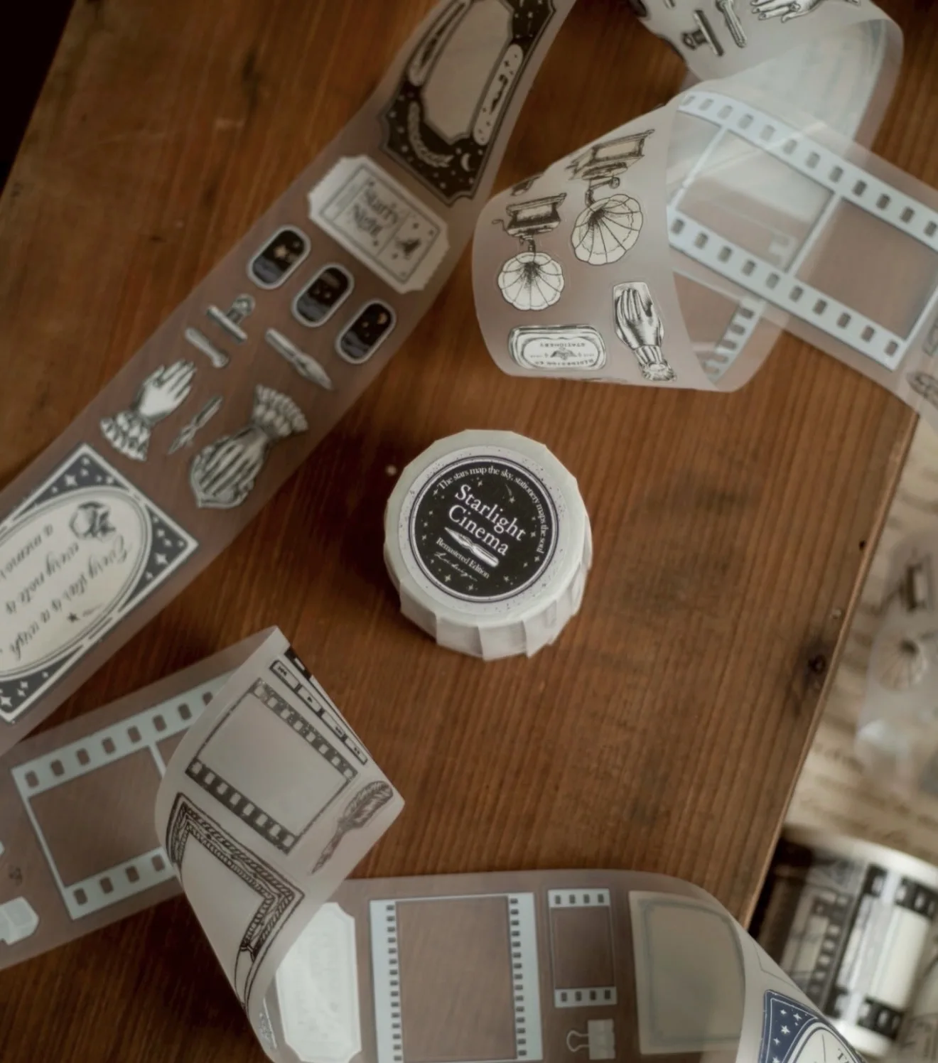 Afbeelding 3: Loidesign Vintage Starlight Cinema Washi PET-tape voor het maken van plannerkaarten, doe-het-zelf plan, decoratieve sticker