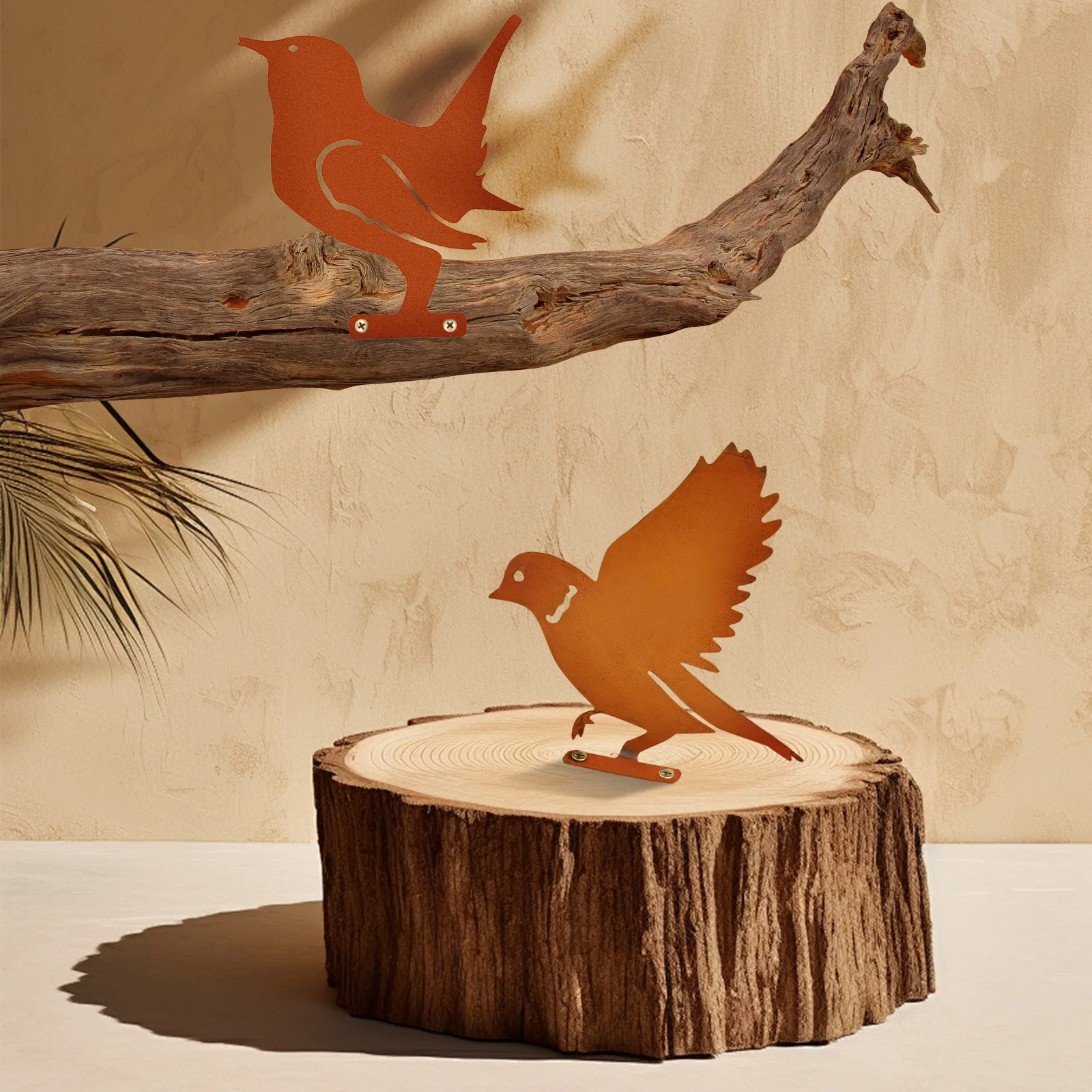 

5Pcs Rusty Birds Decoration Metal Iron Rustic Fence Outdoor Ornaments Rusty Birds Decoration