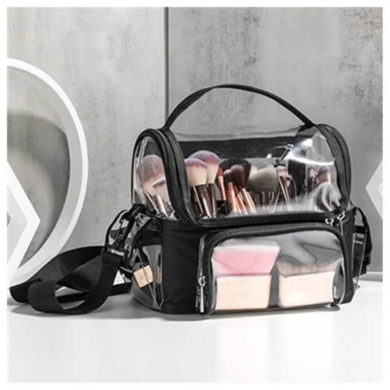 Clear Waterproof Makeup Artist Backpack, Cosmetic Organizer Bag with Divider