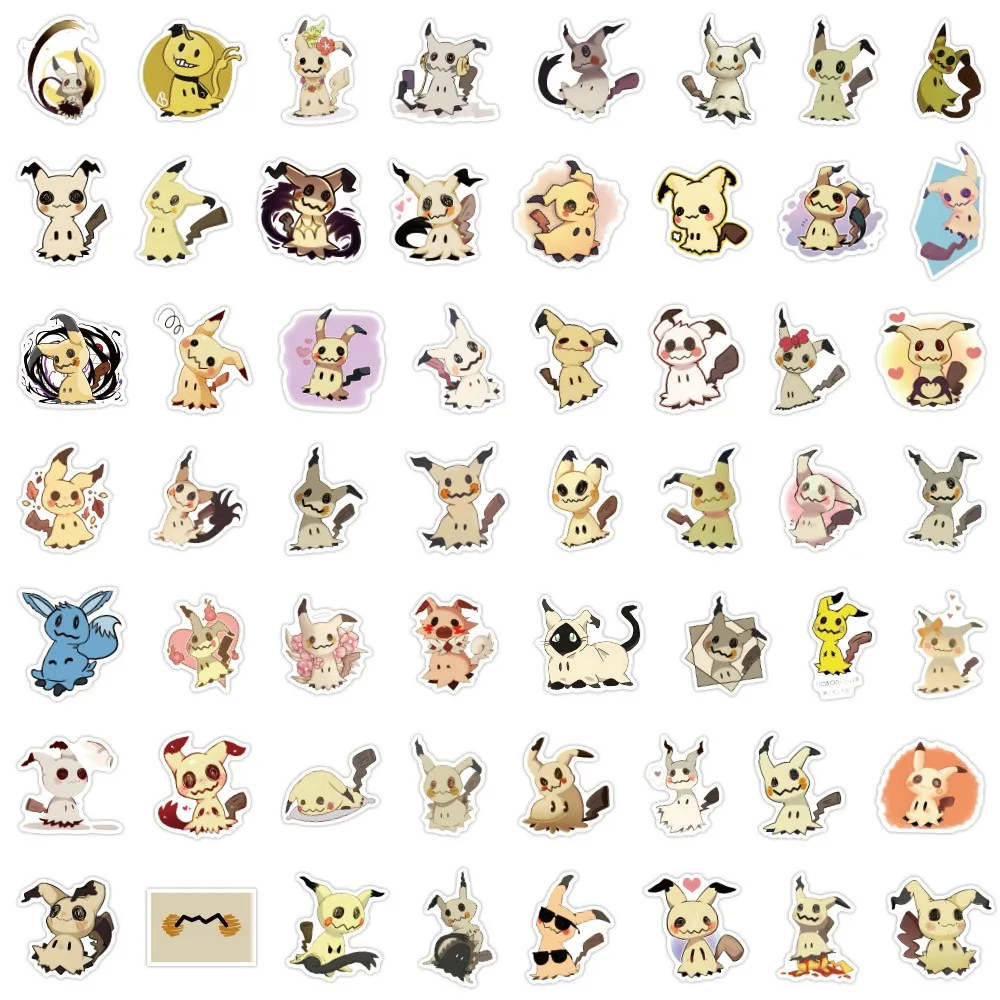 55 قطعة Pokrmon Mimikyu الكرتون الكتابة على الجدران ملصقات الشارات حقيبة الكمبيوتر المحمول الغيتار الديكور DIY بها بنفسك الاطفال لعبة كلاسيكية #5