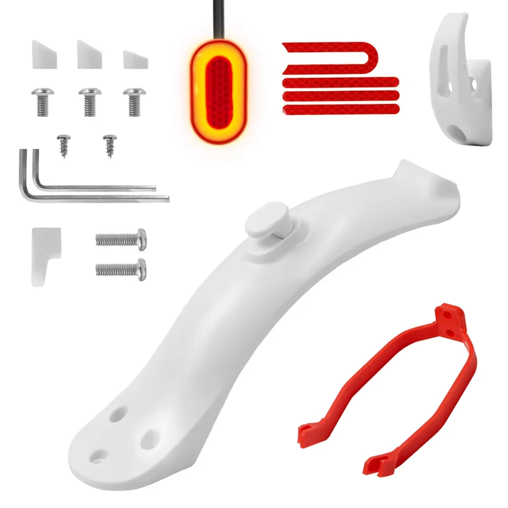 Mudguard Combination Set Short Back Wing Fender Taillight Kit for Xiaomi M365 1S Pro with Reflective Sticker Hook Dust Plug