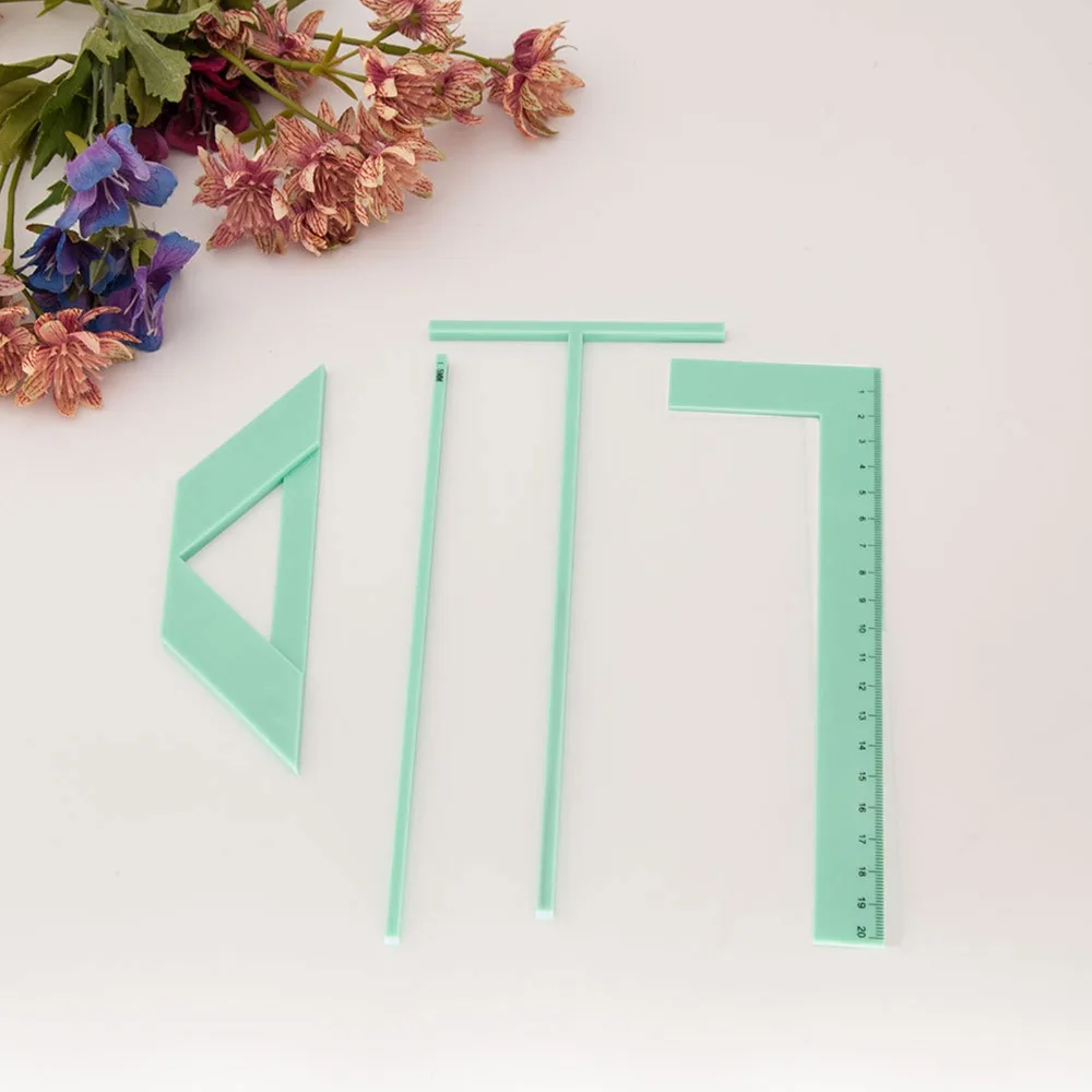 4PCS Multifunctional Bookbinding Ruler Kit Spacing Guide Precision Book Cover Maker Kit Corner Cutting Square Set For Scrapbook