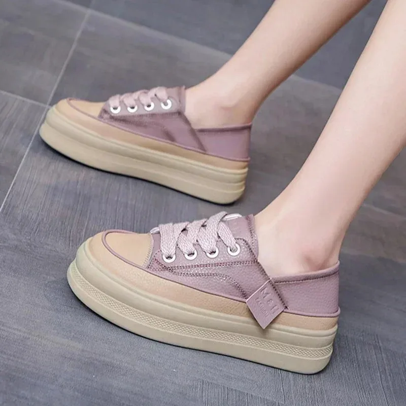 Versión coreana de zapatos cómodos para mujer con zapatos deportivos con parte inferior de muffin, zapatos casuales de marca para mujer, Ж Dön