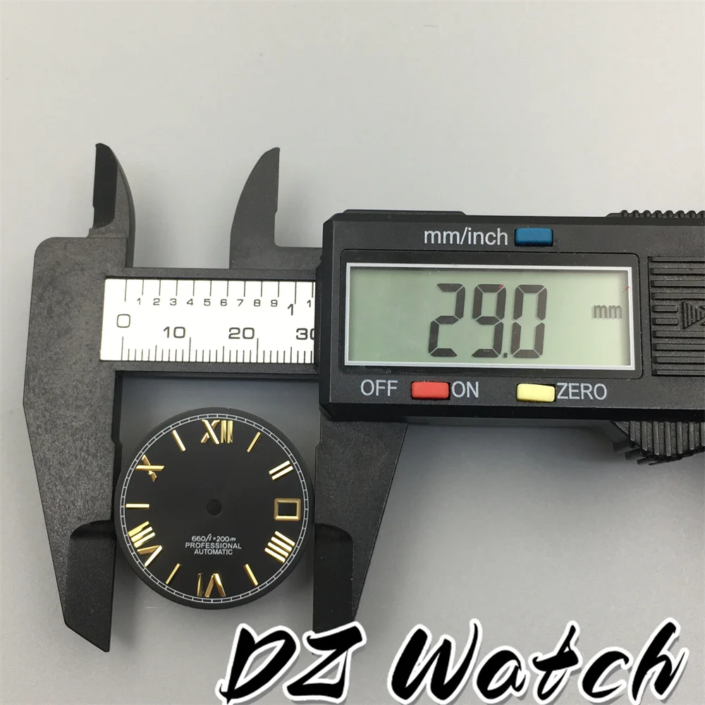 DZ 29mm Black Blue Gold Red White Dial Roman Number Index Suitable For NH35 Movement Watch Accessories view 5