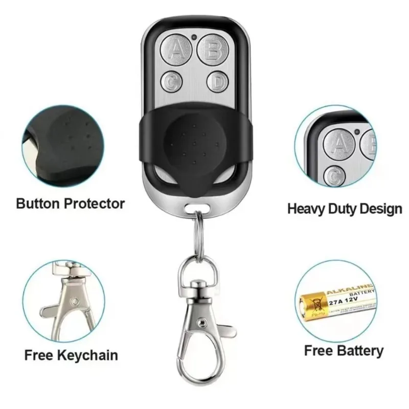 1/2/3/4/5/6pcs 433MHZ Wireless Copy Remote Control Metal Four-Key Garage Door Rolling Shutter Door Copy Code Remote Control