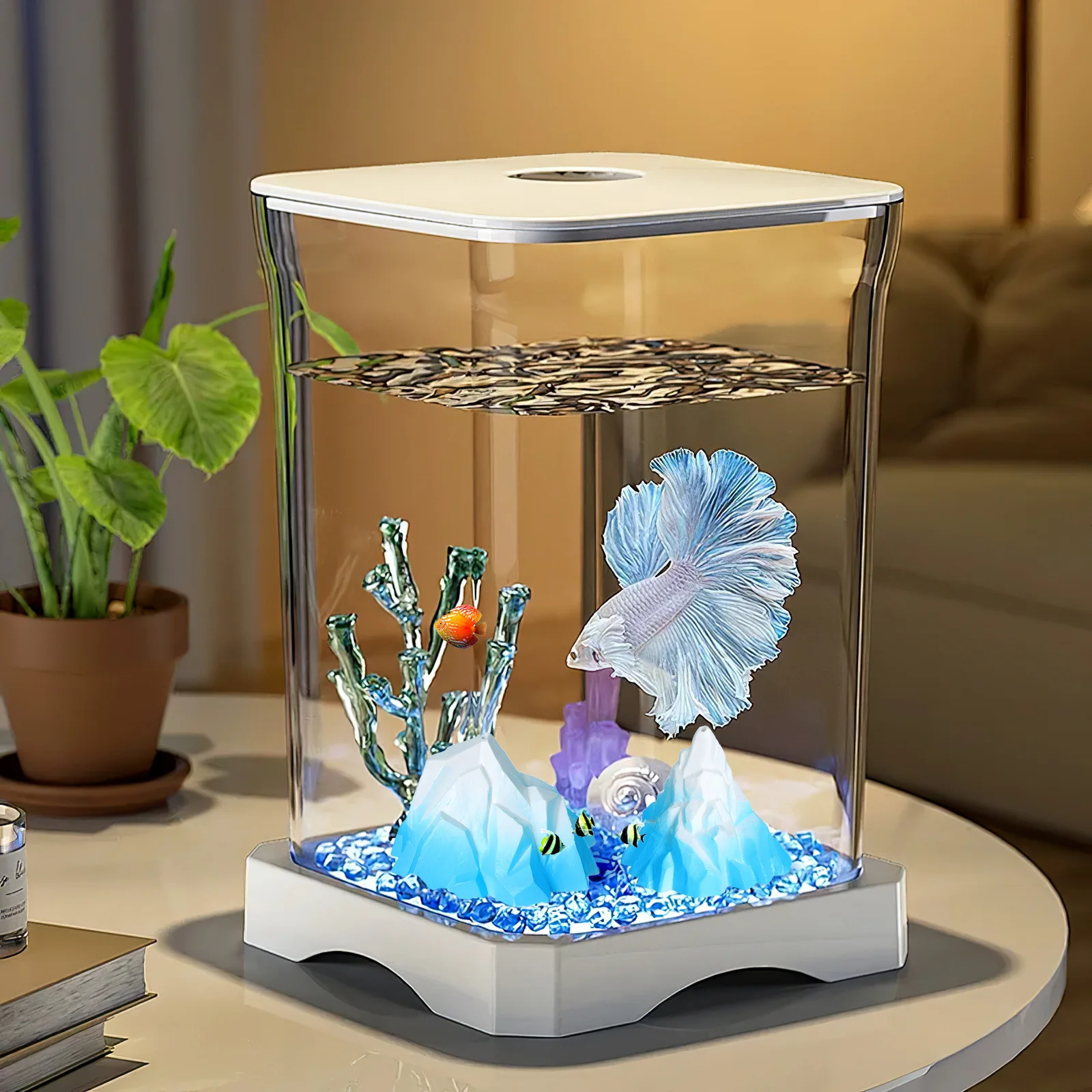 

2pcs Decor For Aquarium Fish Tank Simulation Floeberg Plastic Statue Landscaping Ornament Turtle Shrimp Tank Decor