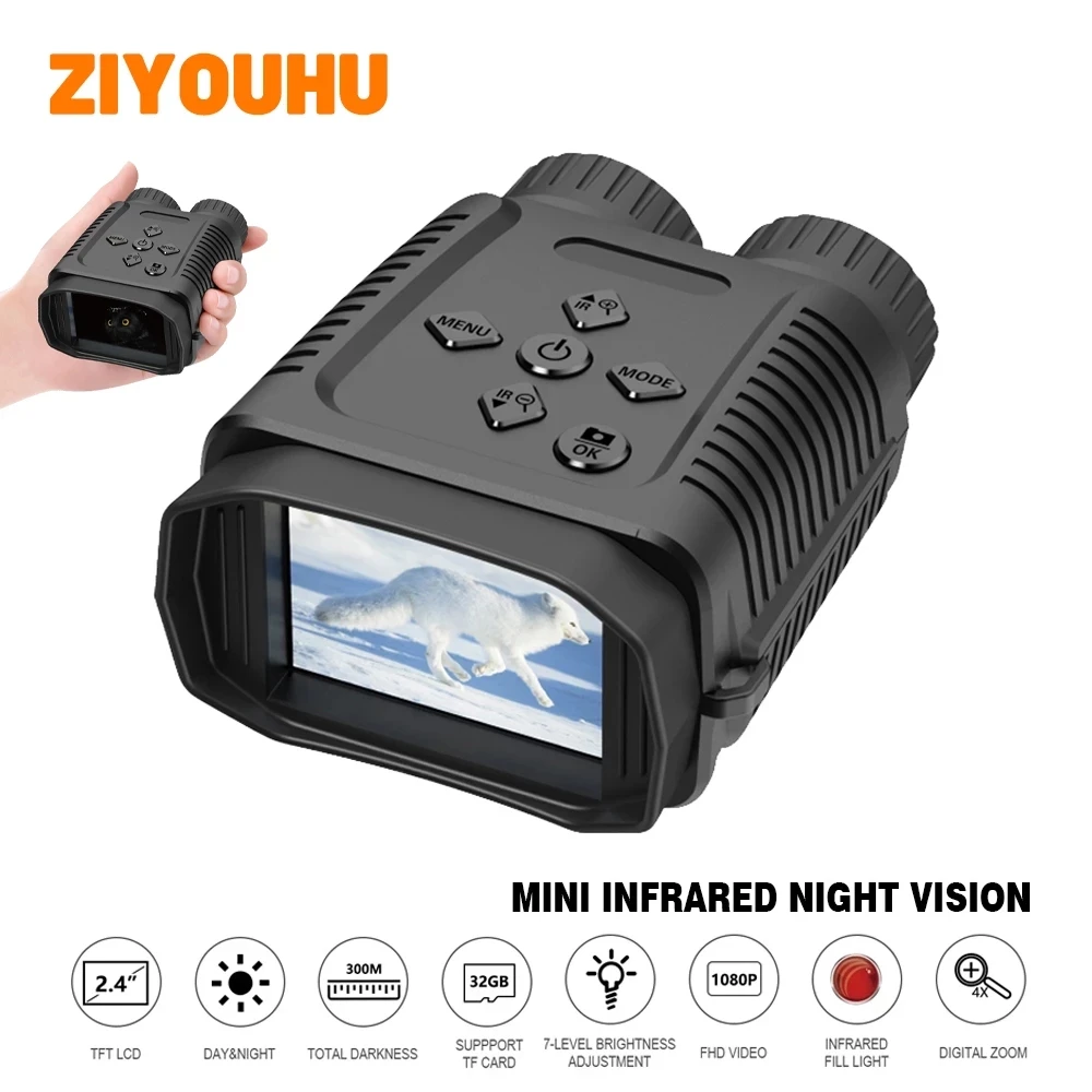 

ZIYOUHU-NV1182 Устройство ночного видения Caza, инфракрасный терминальный бинокль, 4-кратный зум, цифровая HD-камера ночного видения для охоты, новинка