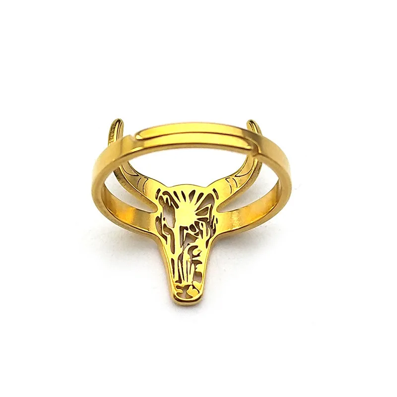 2024 New fashion bull head pendant animal cowboy ring women\'s men\'s stainless steel Mexican bull jewelry