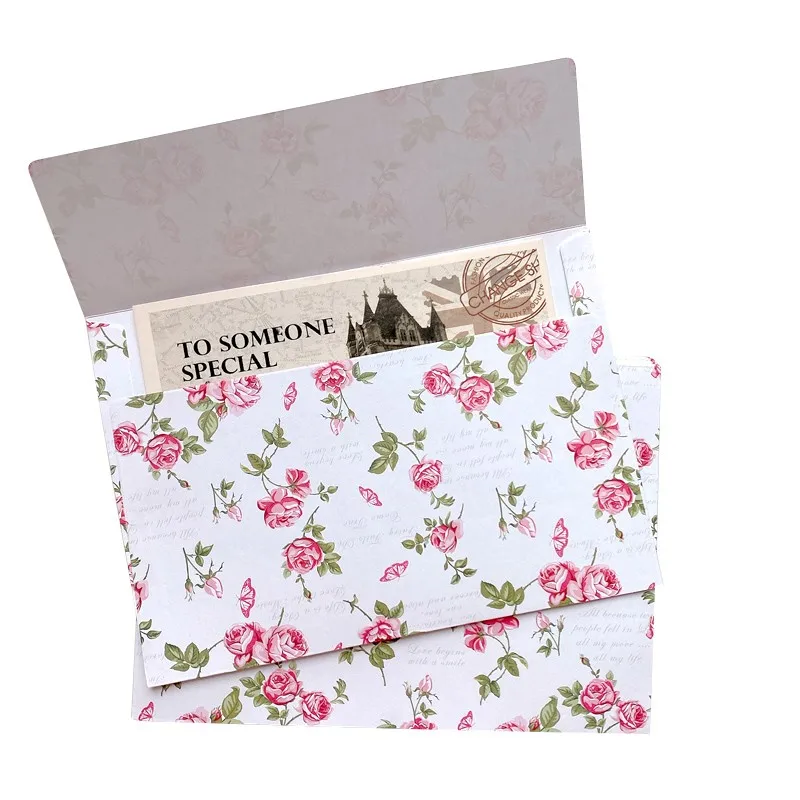 10pcs rose envelope Pastoral style 17.5*12.5cm Paper handmade Stationery for girls Decorative stationery