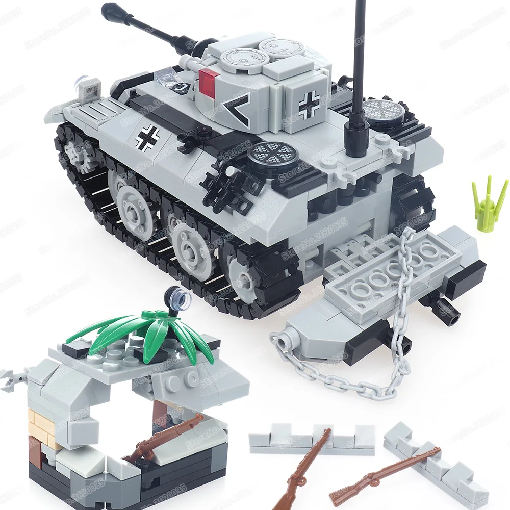 Military Germany Vk1602 Type Tank Loli Leopard Building Block Ww2 War Figures Heavy Reconnaissance Weaponst Model Child Gift Toy