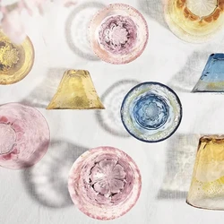 80ml Japanese Oriental Sasaki Mount Fuji Cherry Blossom Cup Handmade Gold Foil Sake Cup Glass Cold Wine Cup Small Tea Cup Gifts