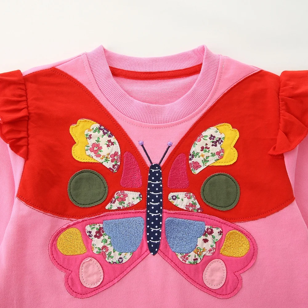 Jumping Meters Mädchen-Sweatshirts mit Schmetterlingsapplikation, 2–7 Jahre, Kleinkind-Kapuzenshirts, Herbst, Frühling, Kinderkleidung, heißer Verkauf – Detail 4