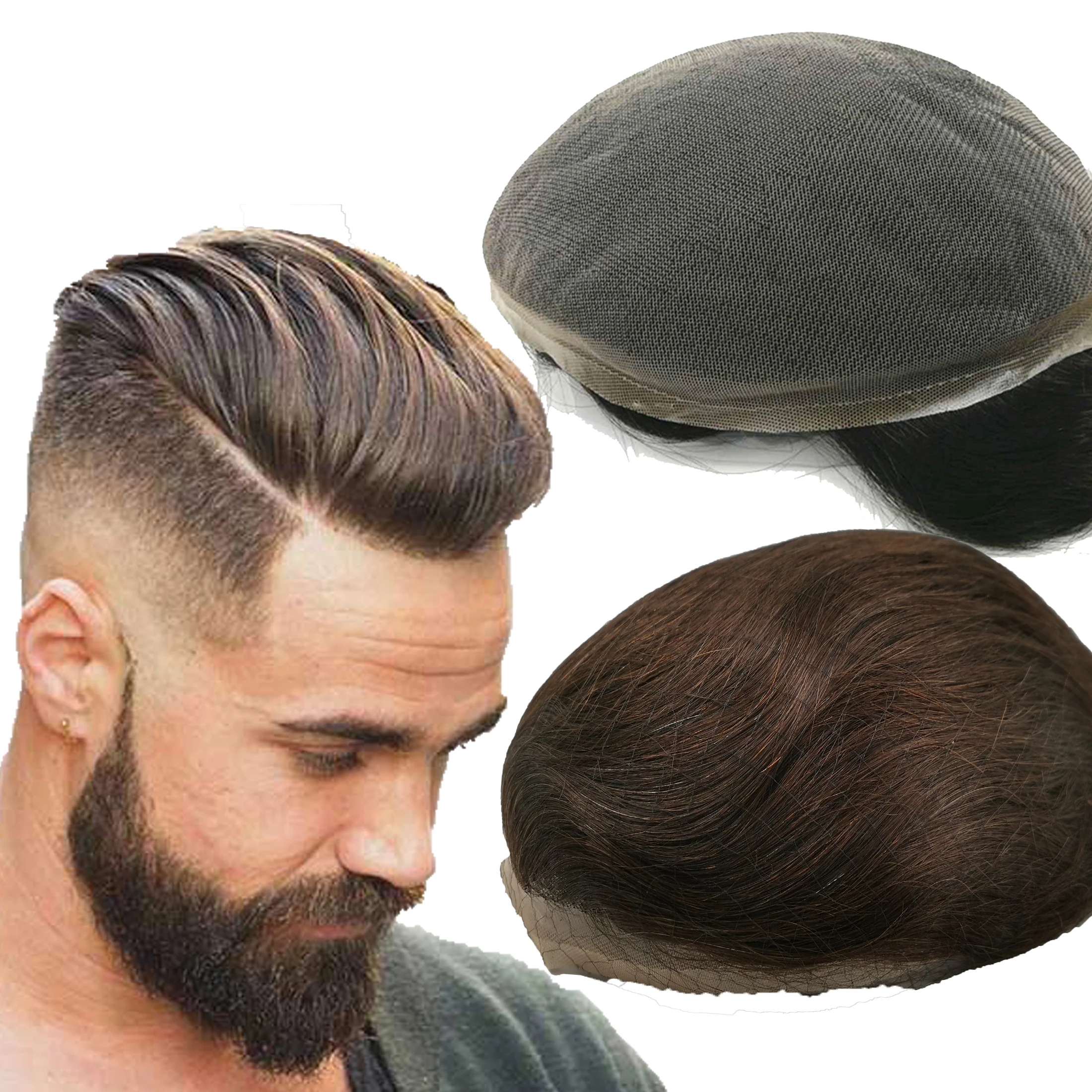 NLW Toupee for Men Human Hair Replacement System