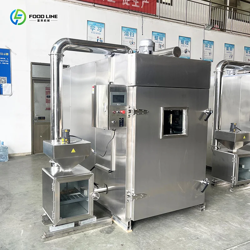 Customized size Smoked chicken machine,, dried tuna smoked room, sausage processing line equipment