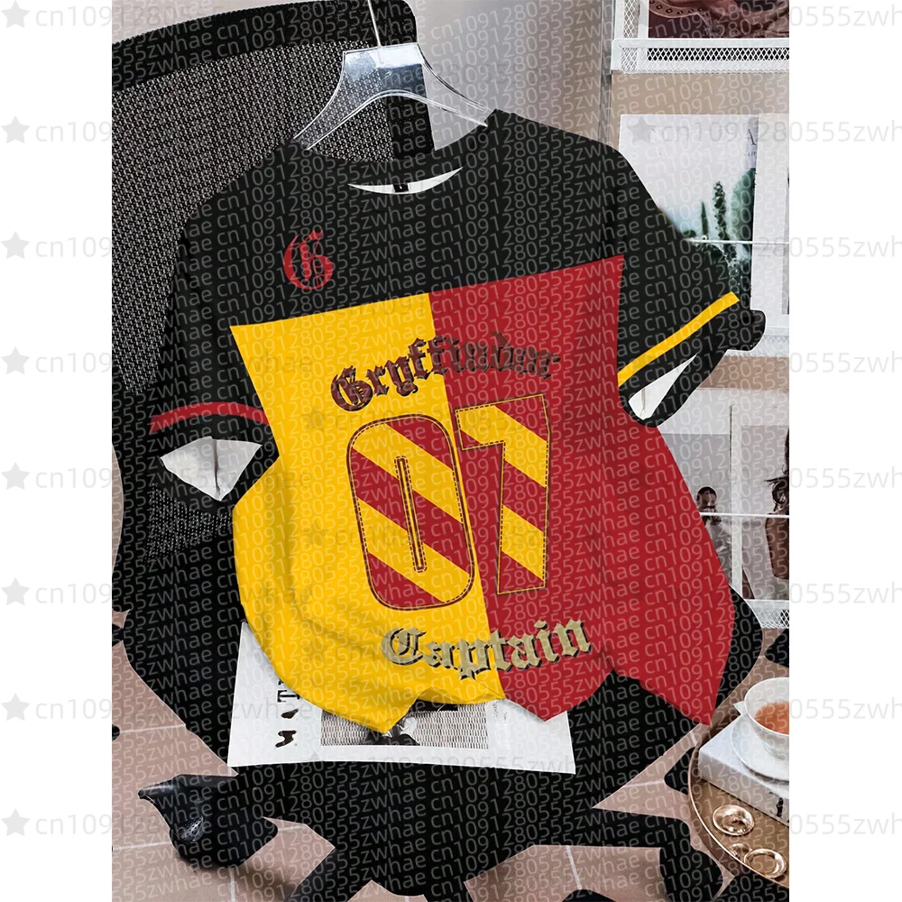 Camiseta de Verano de Harry Potter con Estampado de Dibujos Animados, Talla Grande, Transpirable, de Manga Corta, Ropa Urbana para Mujer