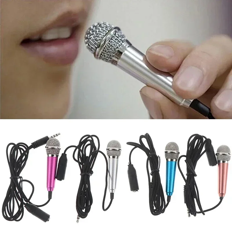 3.5mm Portable Stereo Studio Mic KTV Karaoke Mini Handheld Microphone For Desktop Handheld Audio Microphone Smartphone Laptop PC