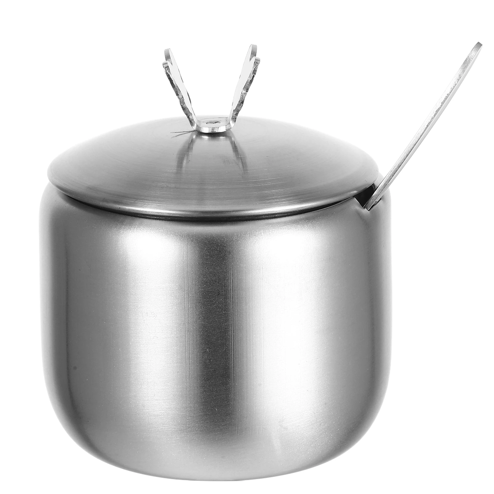 

1 set Stainless Steel Container Spice Jar Small Bowls Lid Spoon Condiment Pots Kitchen Sugar Container With Spoon Storage Set