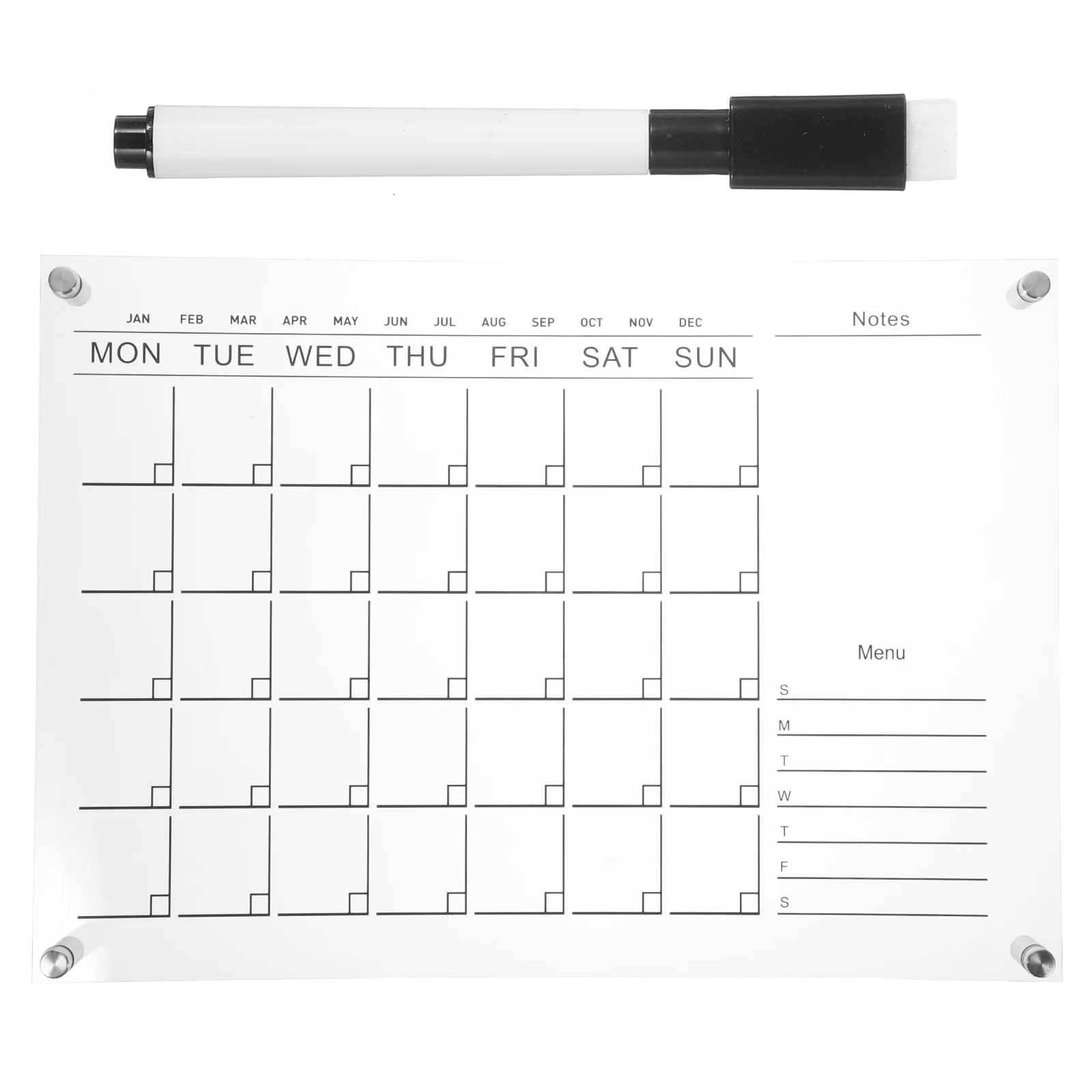 Lavagna per messaggi in acrilico Lavagna settimanale cancellabile a secco Calendario da parete trasparente da appendere Calendario da tavolo ganizer con programma trasparente