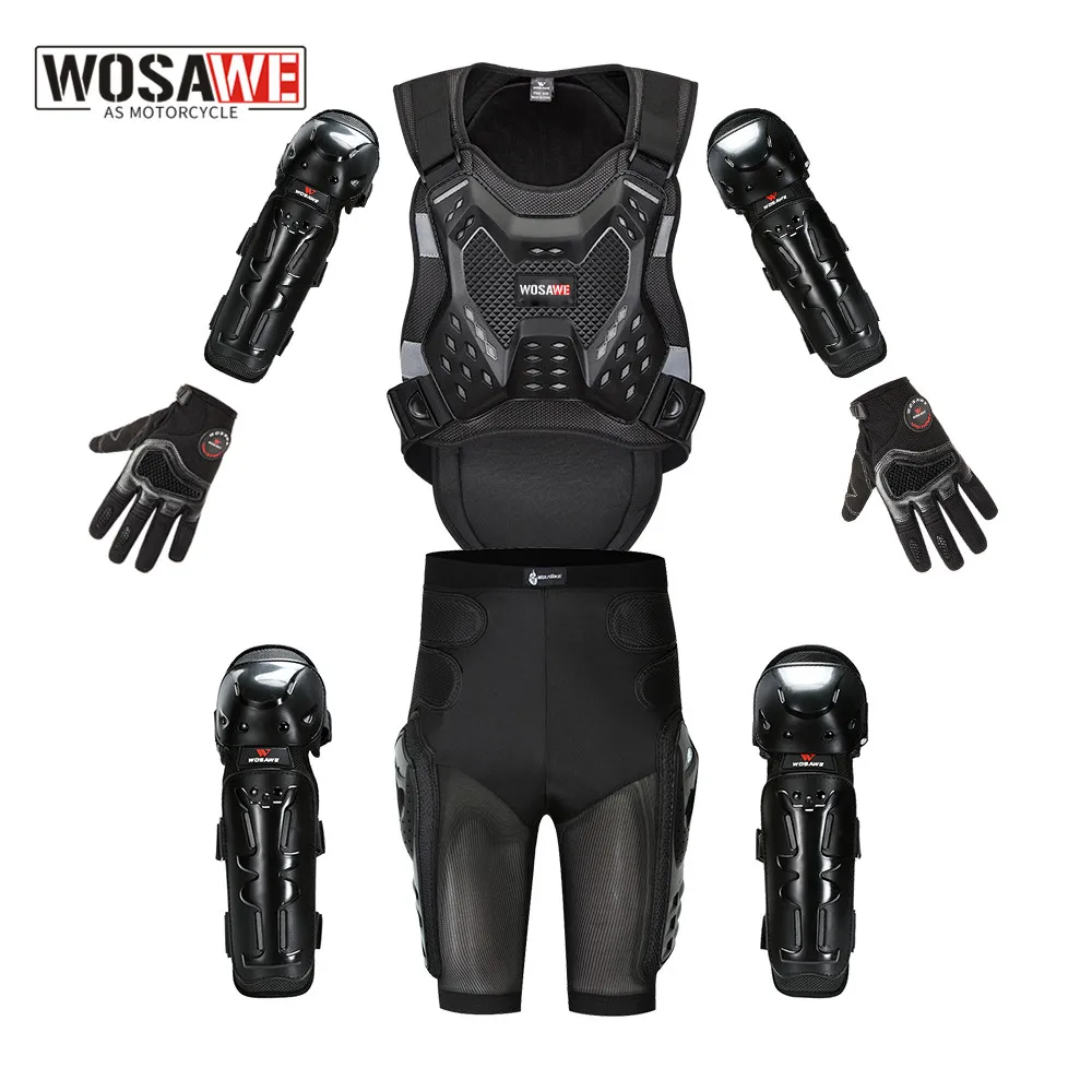 

WOSAWE Adult Body Protection Motocross Armor Vest Suits Skiing Skating Elbow Knee Care Armor Protective Gear Back Support