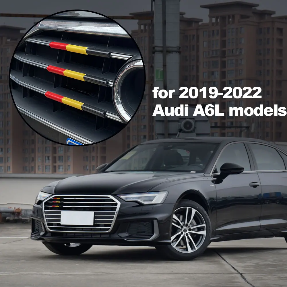 For Audi A6 C8 4K 2019-2022 Car Front Grille Trim Strips Racing-Grills Decorative Three-Color Automotive Exterior Accessories