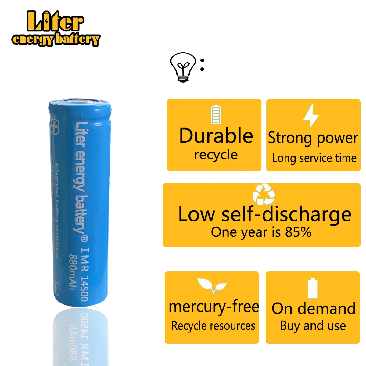 2pcs! Liter Energy Battery 3.7v 14500 Battery 880mah Li-ion Rechargeable Battery For Led Flashlight Toys Bicycle Lamp Headlamp