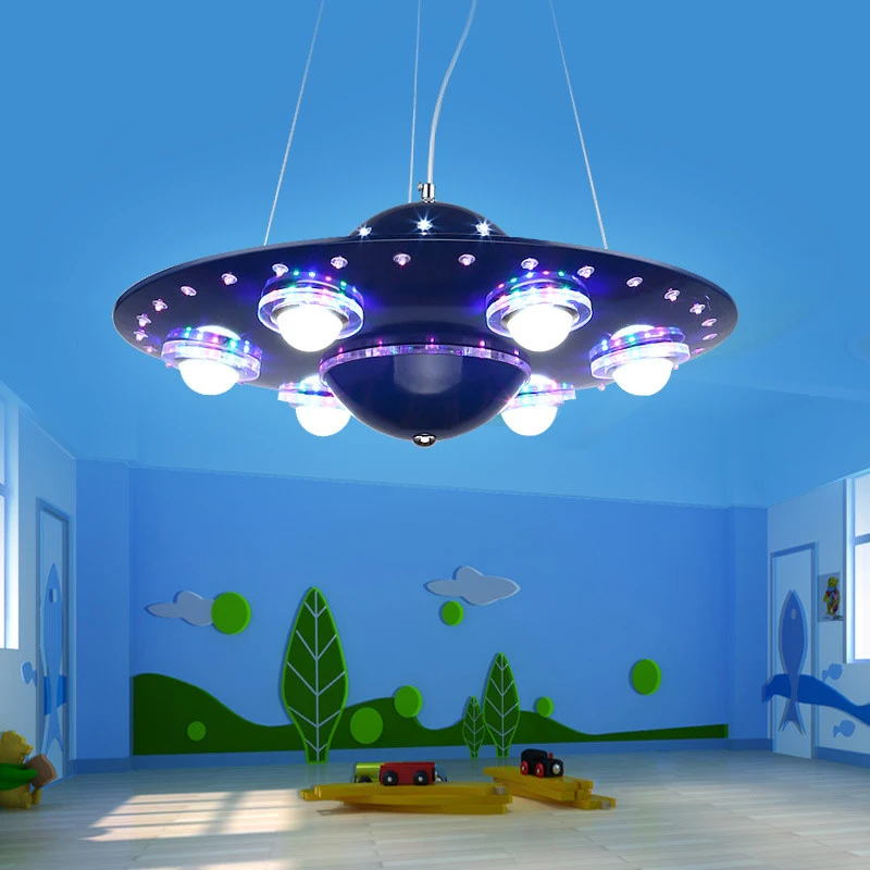 ufo spacecraft led lustre lampada do quarto das criancas luzes de disco voador desenhos animados criativos iluminacao do quarto 01