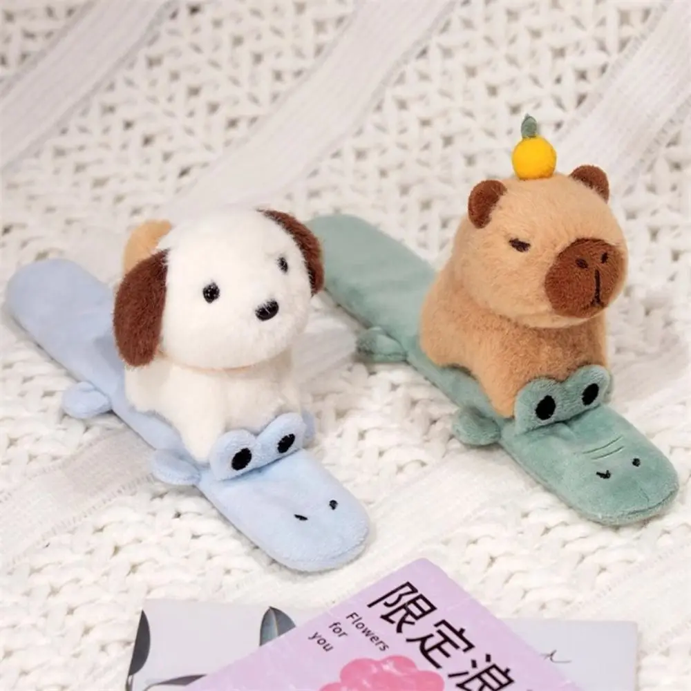 Creative Plush Capybara Slap Bracelets Cartoon Stuffed Dolls Capybara Slap Wristband Animal Clap Ring Kids Gift