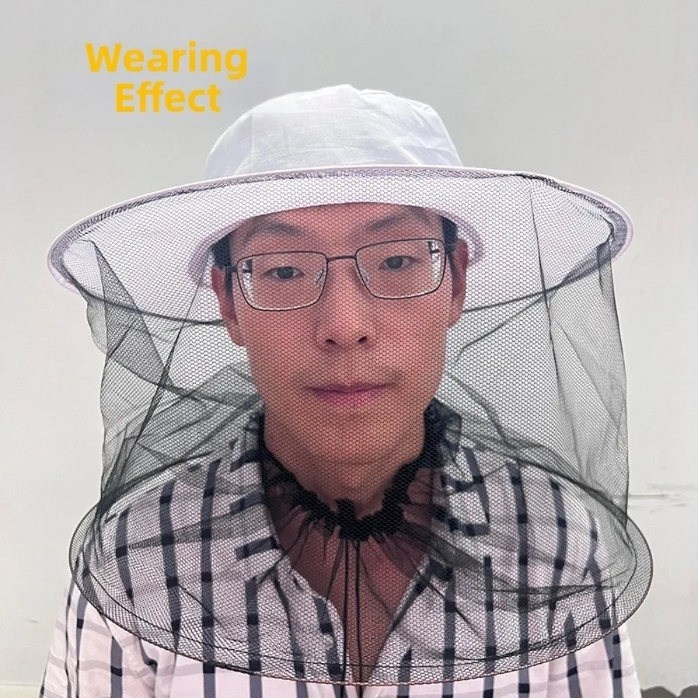 Professional Thickened Mesh Beekeeping Hat Foldable with Brim Mosquito Net Hat Sunscreen Anti UV Fishing Cap Outdoor Fishing view 3