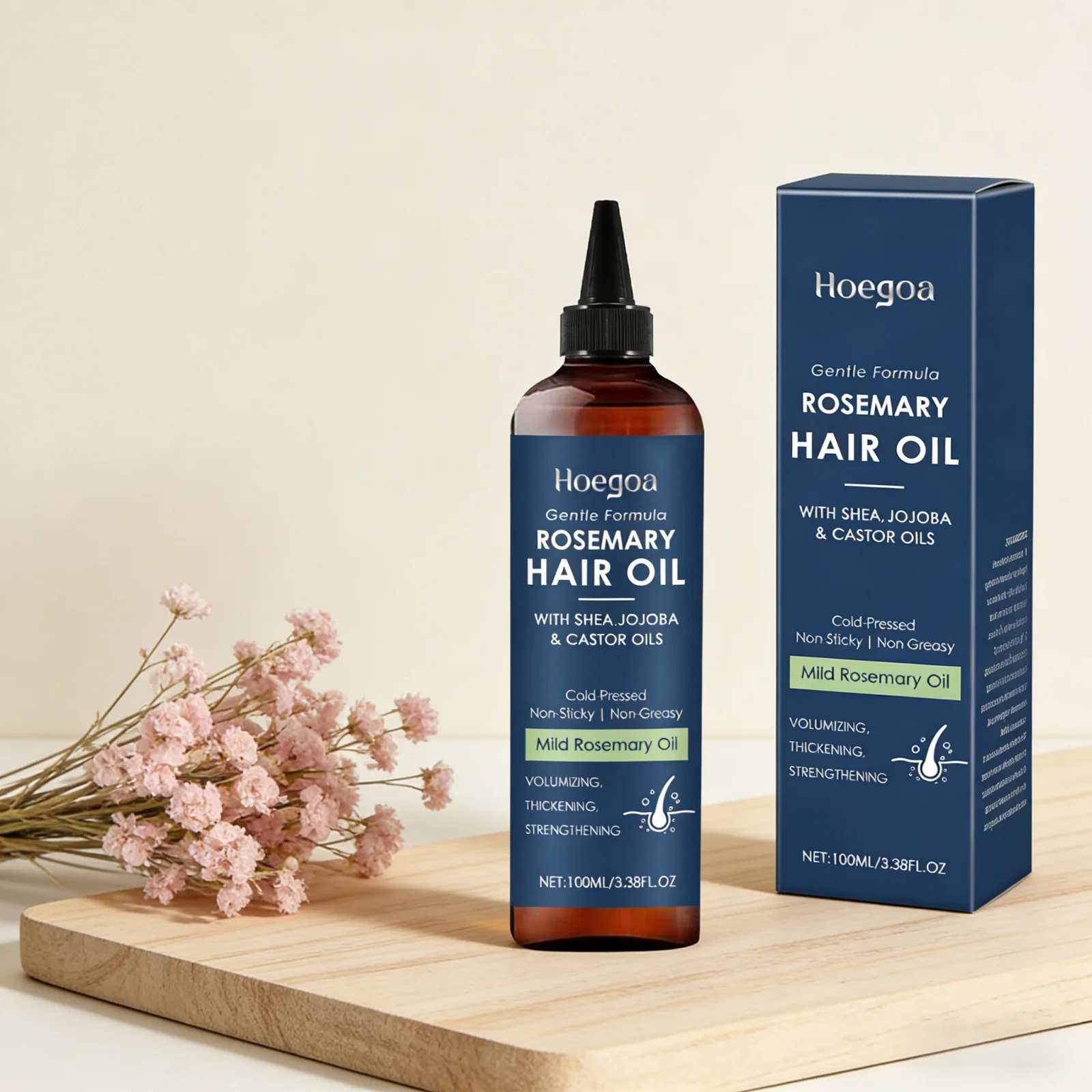 Hoegoa Rosemary Hair Oil Deep Moisturizing Frizz Control Smoothing Improve Hair Texture Fast Absorbing Nourishing Hair Care Oil