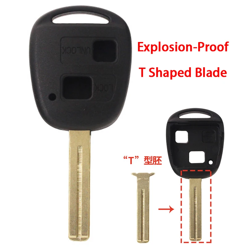 For Toyota Remote Shell Explosion-Proof TOY48 Easy-Cut White Copper T Shaped Blade without Label And Sticker 2 Buttons