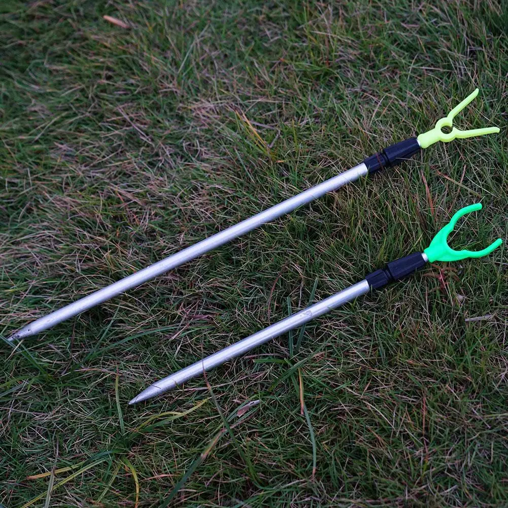 Telescopic Fishing Rod Stand 50cm 80cm Adjustable Aluminum Pole Support Ground Insert Bracket for Outdoor Angling Gear