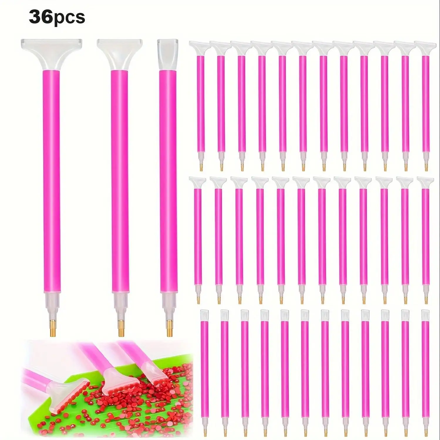 36Pcs (3 Different Types of Drill Bits, Each with 12 Pieces) Diamond Painting Pen 5D Diamond Embroidery Art Pen, with 3 Different Drill Bit Sizes, Efficient Diamond Art Pen Tool, Suitable for DIY Diamond Rhinestone Pai