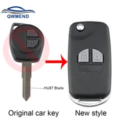 QWMEND 2Buttons Remote Car key Case Fob For Suzuki SX4 Swift Grand Vitara Key Fob Cover+ Button Pad