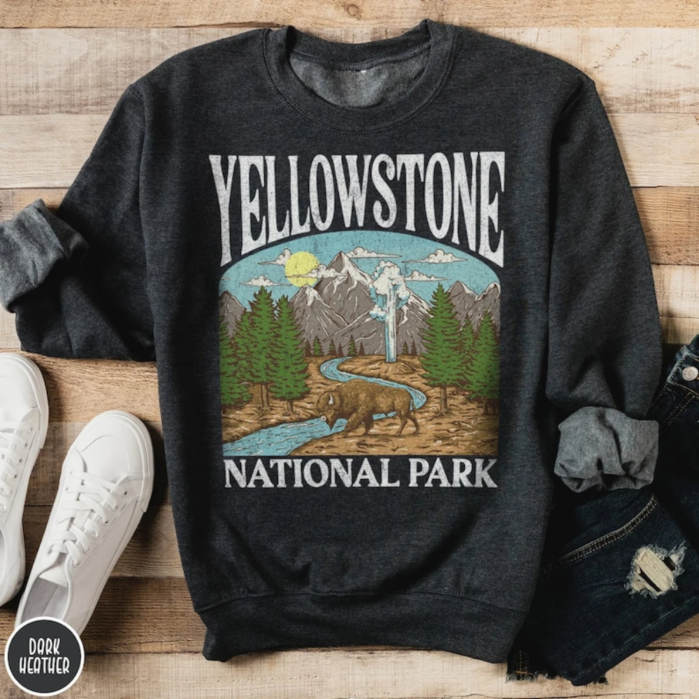 Yellowstone Sweatshirt Yellowstone National Park Sweatshirt Yellowstone Sweater Montana Sweater Wyoming Sweater Buffalo