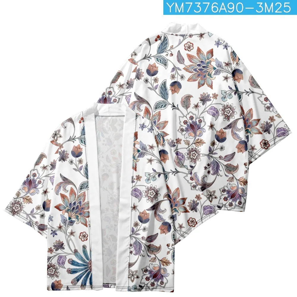 Summer Samurai Kimono Cosplay Japanese Fashion Print Haori Streetwear Men Kimono Yukata Beach Cardigan Stylish Elegant Robe