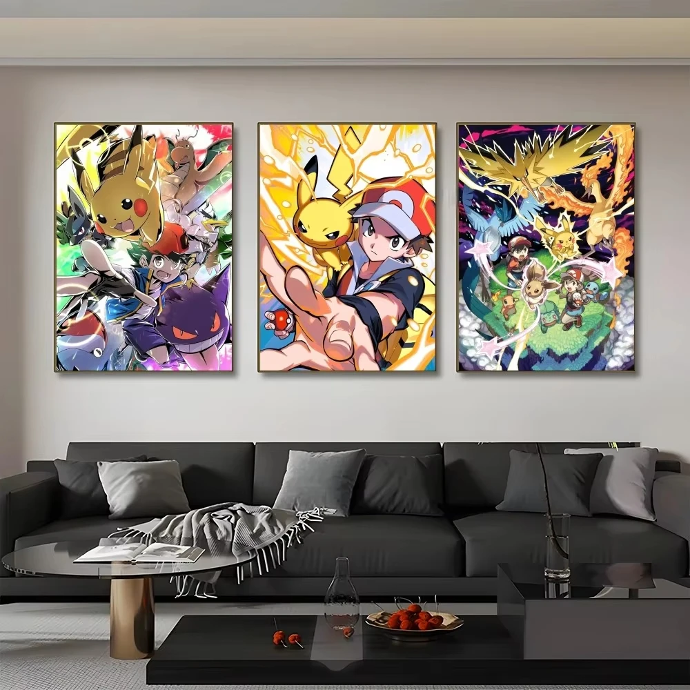 مينيسو بوكيمون سلسلة لطيف ملصق لزجة جدار الفن الطباعة مقاوم للماء غرفة المعيشة المنزلي غرفة نوم بار ديكور جمالي