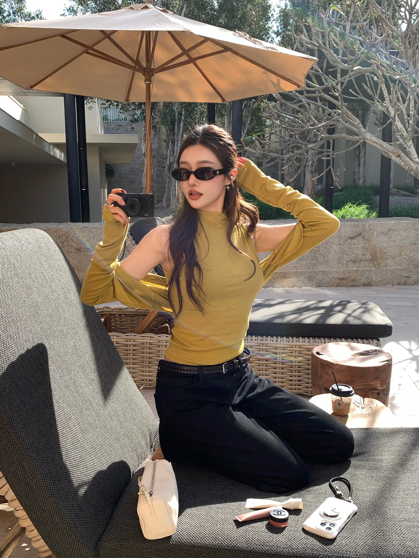 

High Collar Women's Vest Cardigan Two-Piece Set Spring 2026 Base Layer Cardigan Fashionable Ensemble Long Sleeve Wool Blend