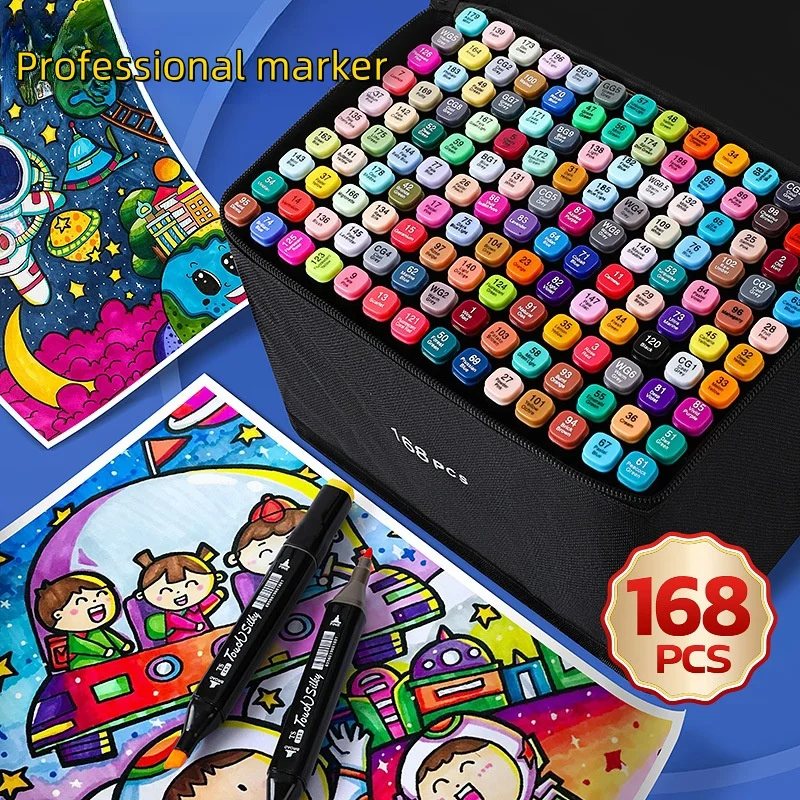 24-80 Colors Double Headed Oily Art Marker Pen Set for Draw Sketching Oily Tip Based Markers Graffiti Manga School Art Supplies