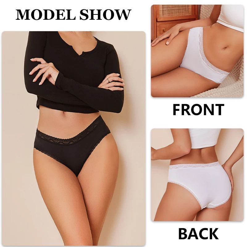 3Pcs Women Seamless Ultra-Soft Underwear Sexy Low Waist Lace Panties Female Breathable Solid Briefs Sports Comfort Lingerie S-XL