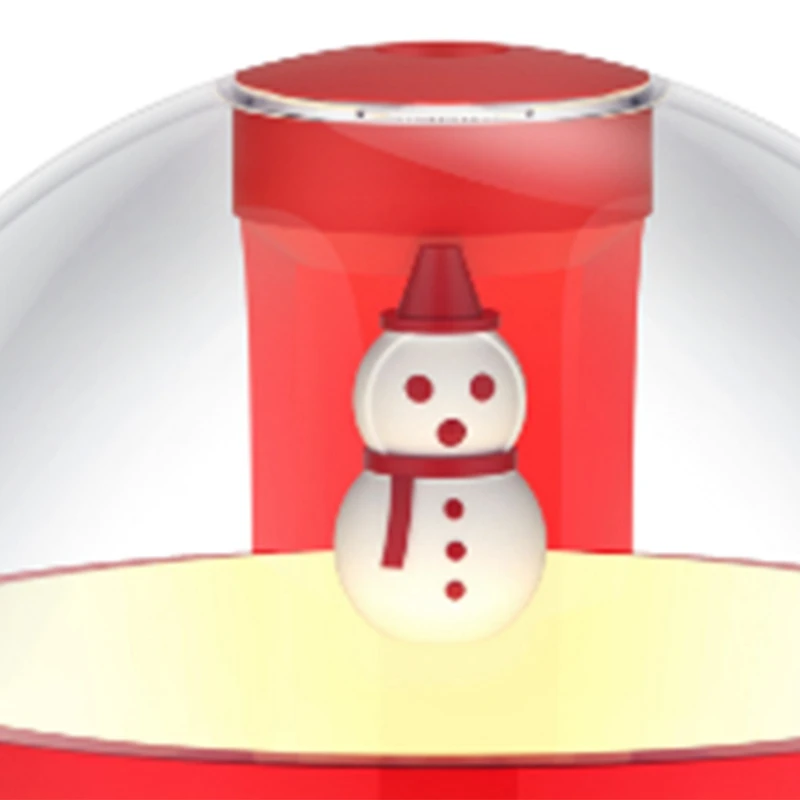 Humidificador de aire de muñeco de nieve con luz nocturna, difusor de aceite esencial, fabricante de niebla USB, rojo, 1 Juego