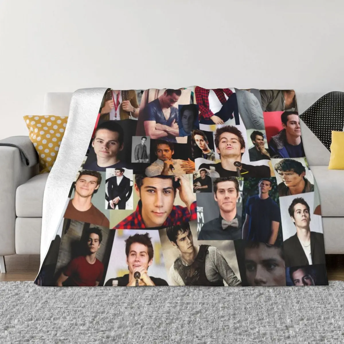 

Dylan Obrien Abstract Rectangular Collage Pattern Throw Blanket bed plaid Soft Beds Retros Blankets
