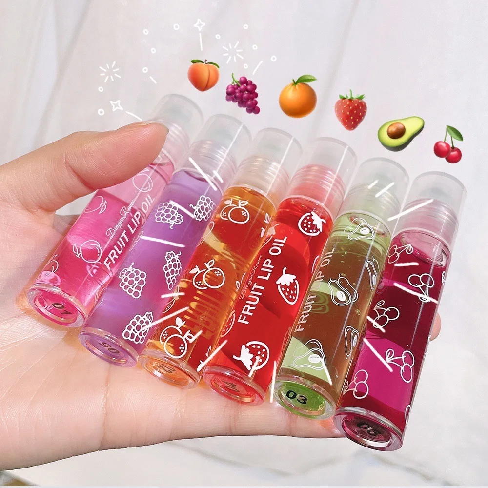Huile à lèvres Roll-On baume à lèvres hydratant liquide nourrissant huile à lèvres incolore Transparent huile à lèvres de fruits nouveau cadeau de saint valentin baume à lèvres
