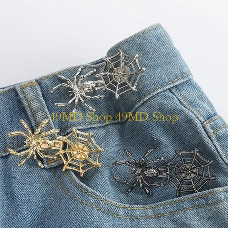 49MD SpiderWeb Form verschärfen Taillenknopf für Frauen Rock Hose Jeans Straffung Taillenclip Metall Pin
