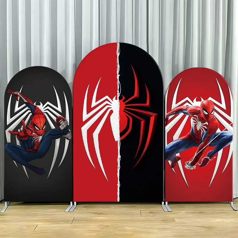 

Arch Backdrop Cover Single Side Spider Man Red Black Hero Symbol Party Decoration Photo Booth Background Props Event Supplies