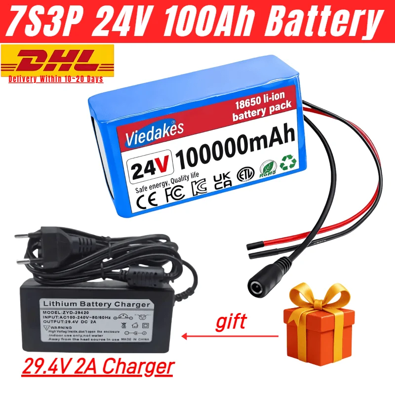 Reliable 24V 100000mAh Rechargeable Batteries 29.4V Lithium Battery Wheelchair Battery 7S3P li ion Battery Pack for e-bike