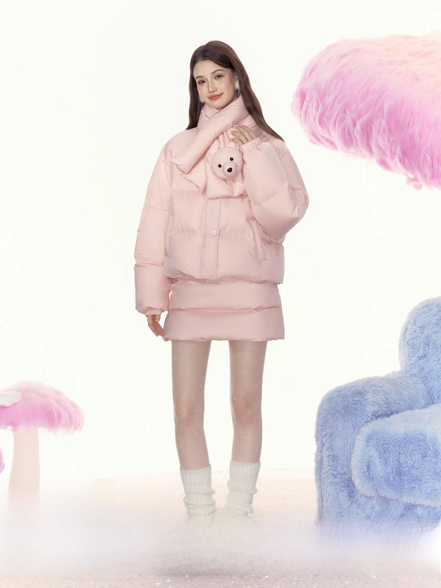 

AYF Bear Sweetheart Легкая повседневная пуховая куртка для женщин, новая зимняя модель свободного кроя, теплая стеганая куртка с длинными рукавами, стандартный размер