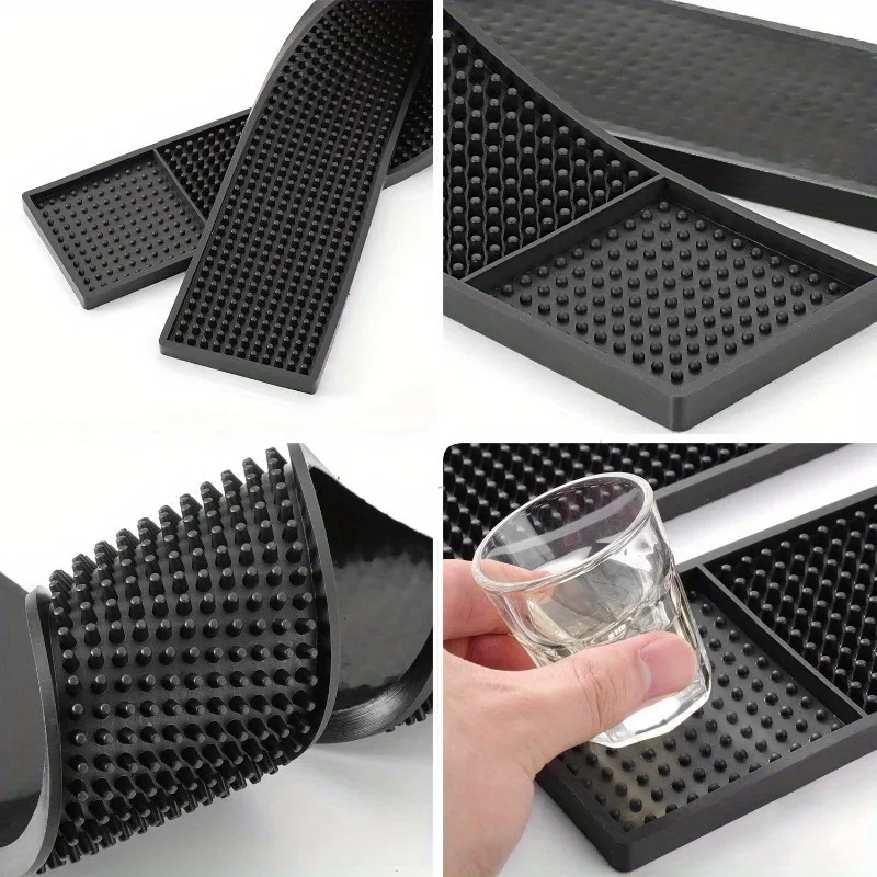 1pc Bar Mat, Non-slip Coaster Rubber Square Drain Mat, Water Cup Non-slip Mat, Insulation Mat Rectangle Mat for Restaurants